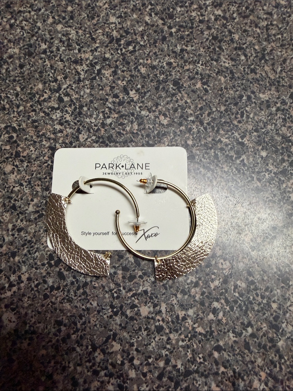 Park Lane Textured Gold Half-Moon Hoop Earrings